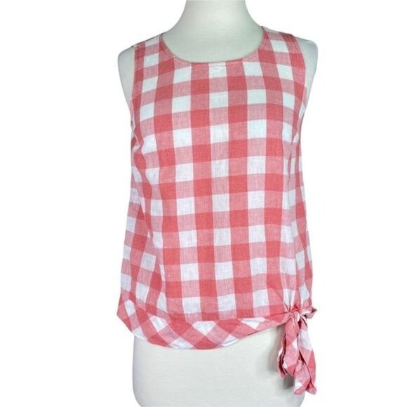 J. Crew Red White Check Tank Size 0 - Picture 1 of 7